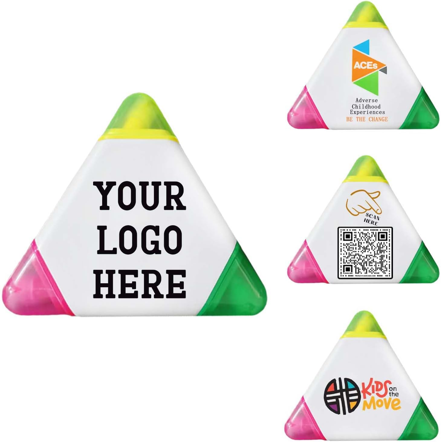100PCS Custom Bulk Highlighters Personalized Triangle Highlighter With Your Logo Text